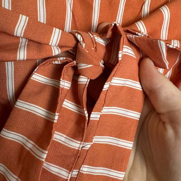 Lucky & Blessed NWT Coral Stripe Strapless Jumpsuit Back Tie F23 - Picture 2 of 7